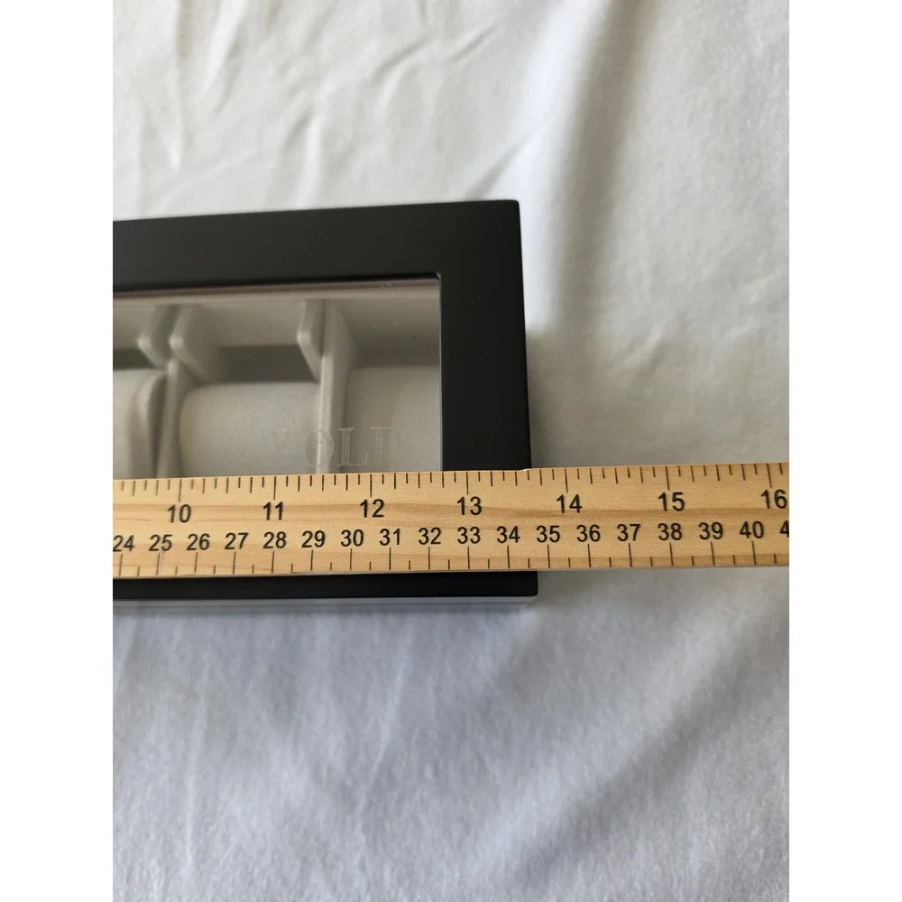 Case Elegance 6 Slot Watch Box Matte‎ Black Glass Top Organizer PJ0582